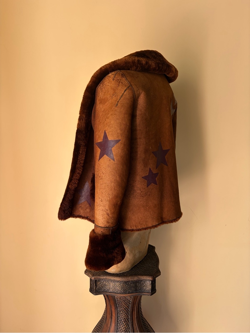 Vtg 70's Pennylane Shearling Jacket Rust Brown Celestial Western Boho Whimsygoth - Picture 3 of 8
